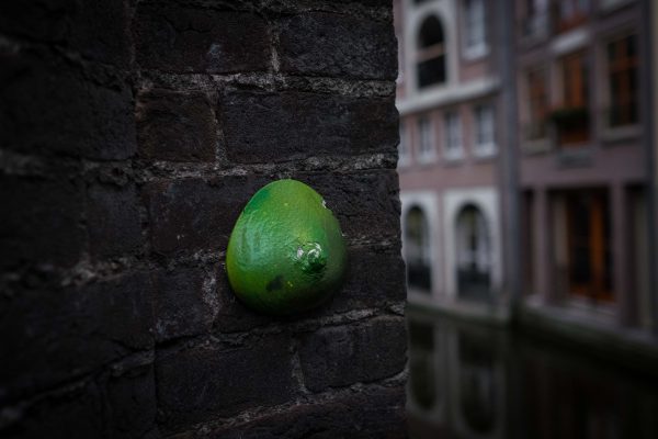 Radius groene borst op muur